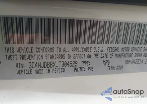 2018 Jeep Compass Altitude 4X4 from USA, damaged, VIN 3C4NJDBBXJT304529